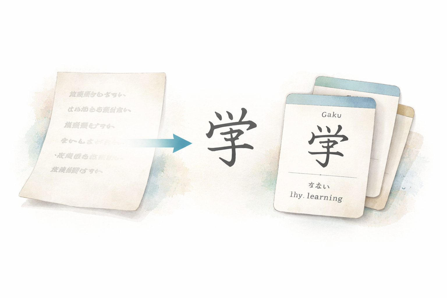 Paste Japanese text, extract kanji, create flashcards